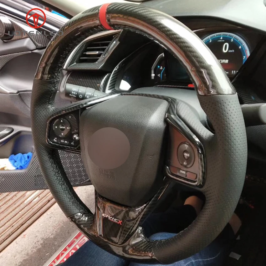 LQTENLEO кожаный чехол рулевого колеса автомобиля из углеродного волокна для Honda Civic