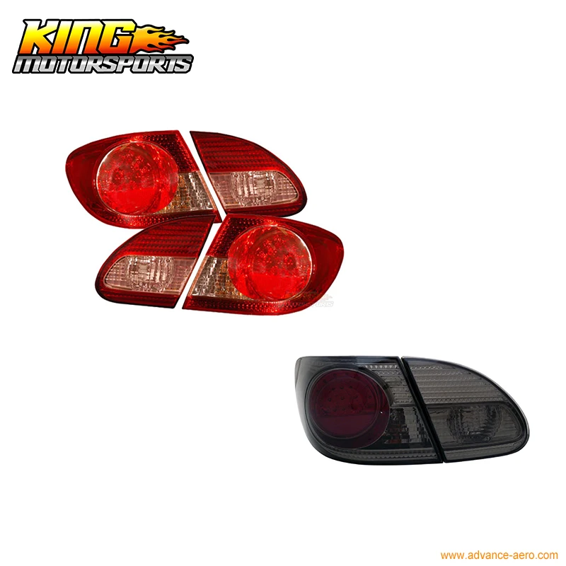 Fit For 03-08 Toyota Corolla LED Tail Lights Red Clear 4 Pcs USA Domestic Free Shipping | Car Headlight Assembly