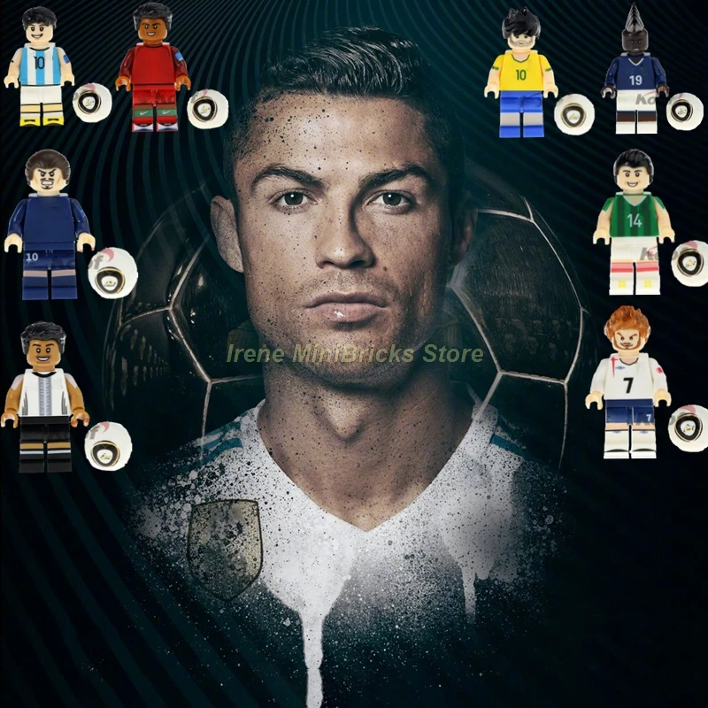Football Player Cristiano Ronaldo Neymar Beckham Kobe Bryant Messi Pogba Modric Labron James Toys For Children Building Blocks