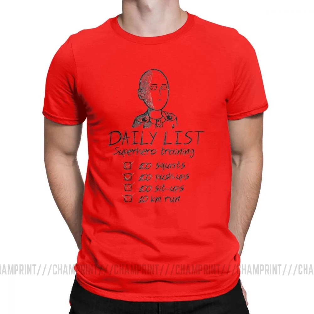 One Punch Man, футболки для мужчин, Saitama OPM Oppai, Аниме Манга, чистый хлопок, футболки, короткий рукав, футболка, одежда с принтом - Цвет: Красный