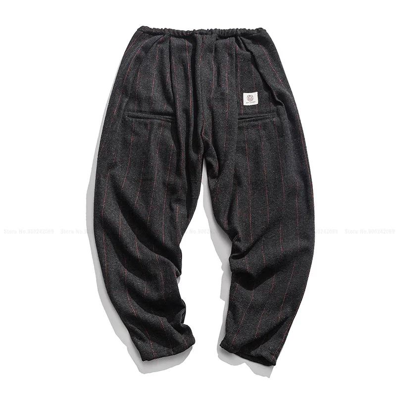 

Chinese Style Men Plaid Pants Japanese Streetwear Casual Sweatpants Winter Harem Trouser Bottoms Asia Oriental Fashion Clothing