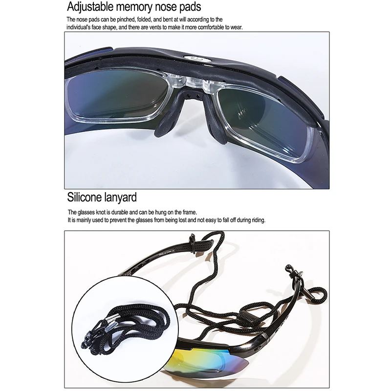 Polarized Sport Men Sunglasses Road Mountain Bike Glasses For Bicycle Goggles Protection Eyewear Set With 5 Lens+Case gafas mtb