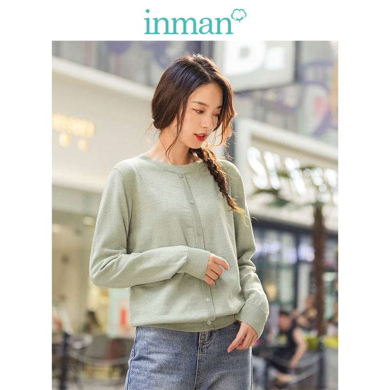 Инман Зима Новое прибытие литературный сплошной цвет круглый воротник