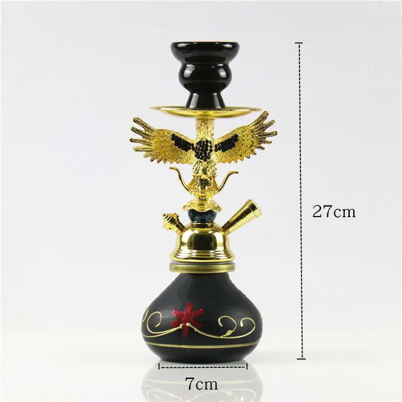 

Glass Hookah Set Portable Shisha Pipe with Single Hoses Ceramic Tobacco Flavors Bowl Charcoal Tongs Accessories
