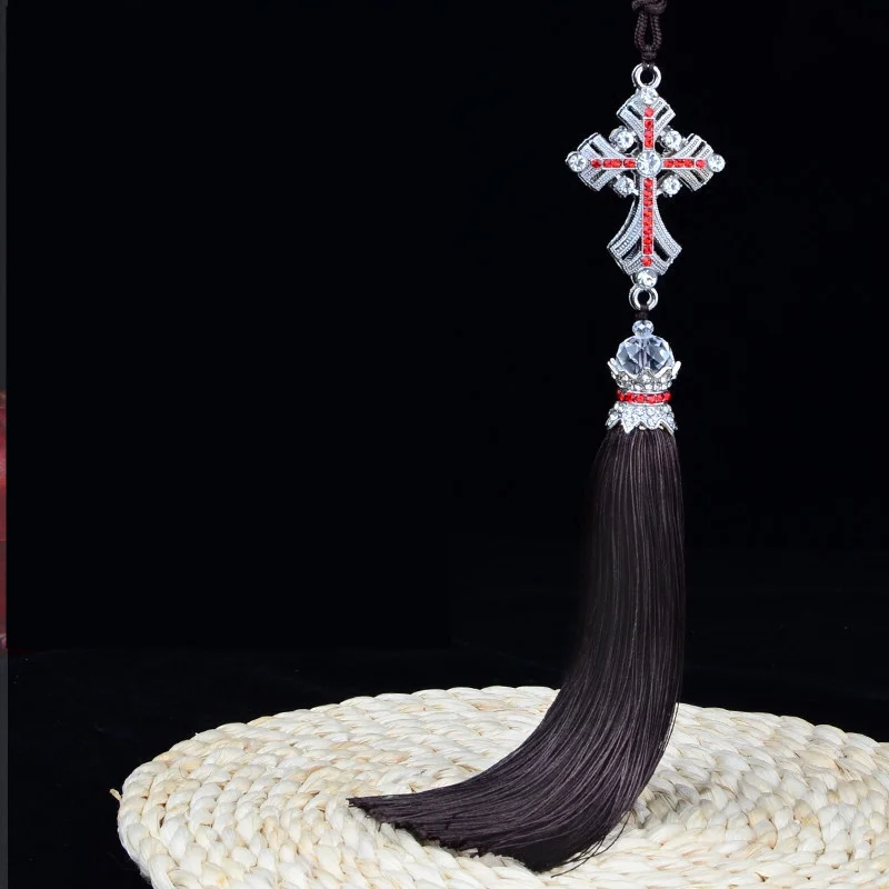 

MR TEA Car Pendant Alloy Crystal Diamond Cross Jesus Christian Hanging Car Rear View Mirror Ornaments Auto Styling Accessories