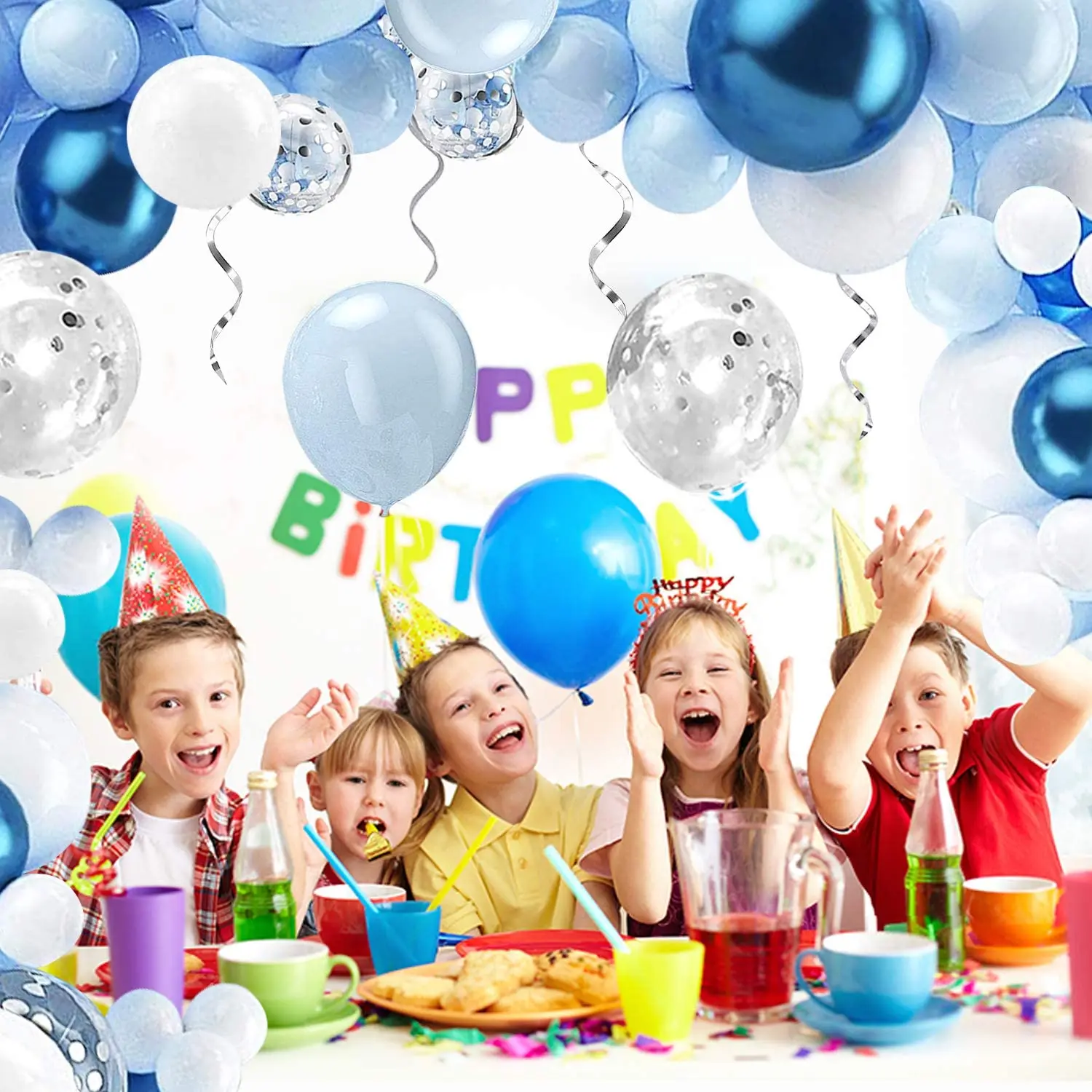 122 шт. цвет металлик синий белый и серебряный | Дом сад