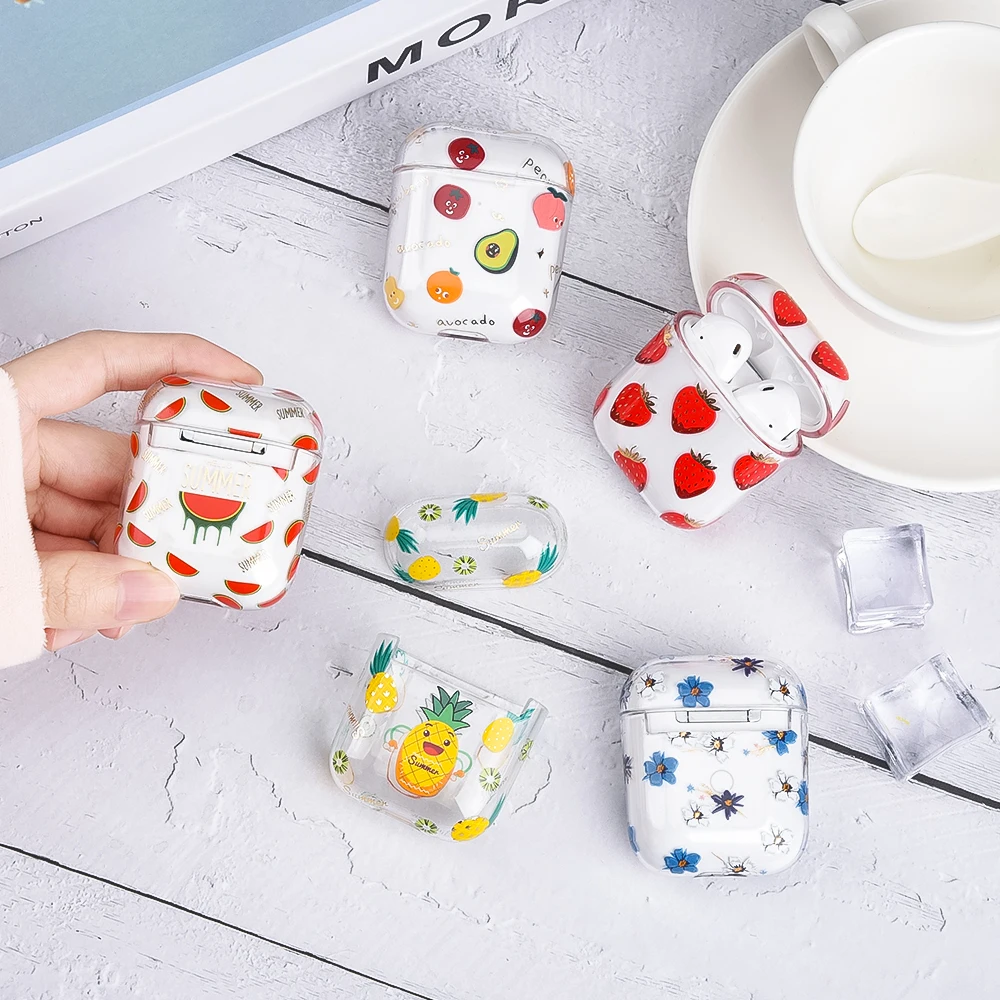 

Luxury case for airpods 1 2 pro Transparent gold plated earphone cover for air pods 3 cases Plastic hard shell watermelon orange