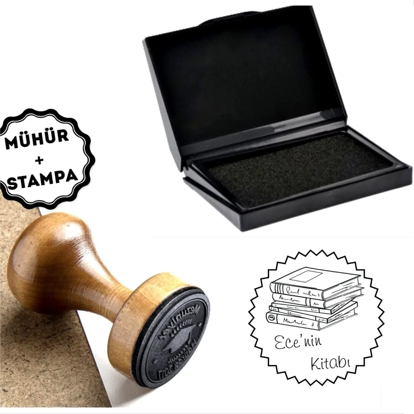 

Personalized Name Written Wood Book Seal-A416
