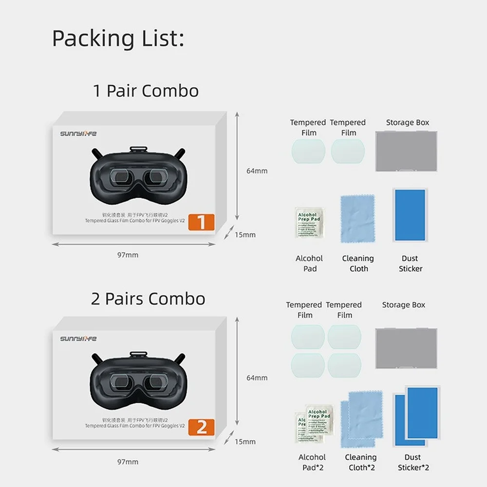 

Dust-Proof Tempered Glass Film Combo for DJI FPV Goggles V2 Protector Film for DJI FPV Drone Combo Accessories