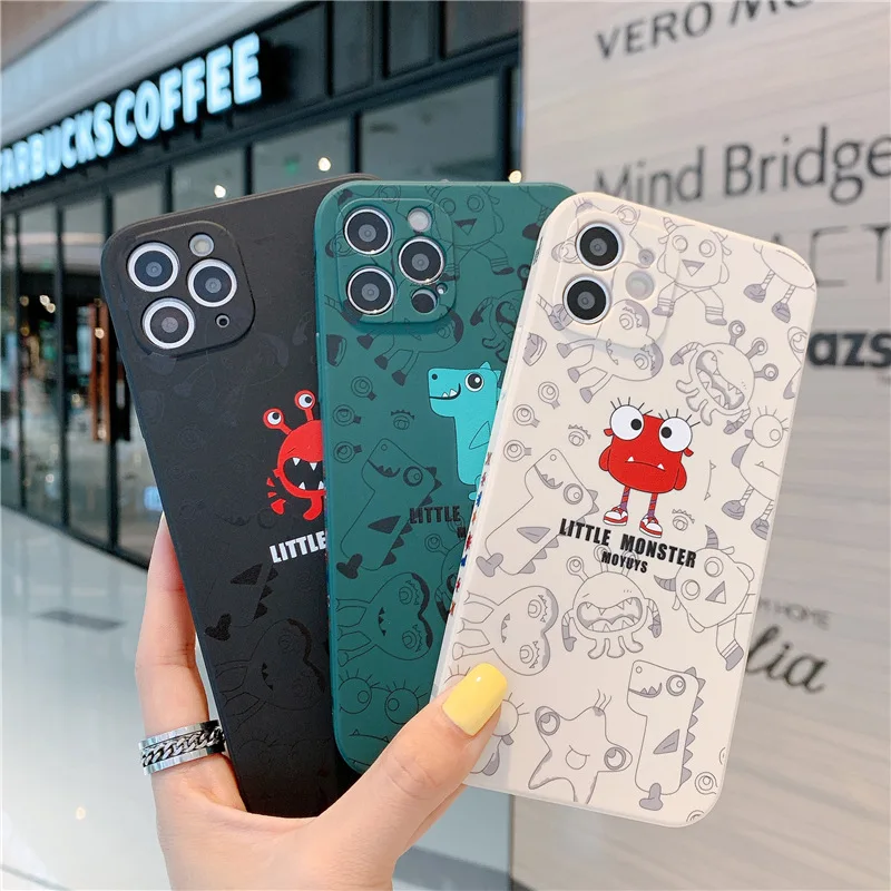 

Creativity Cartoon Little Monster Soft Case For IPhone 13 12 11 Pro Mini XR X XS Max 7 8 SE 2020 6 6S Plus Precise Hole Cover