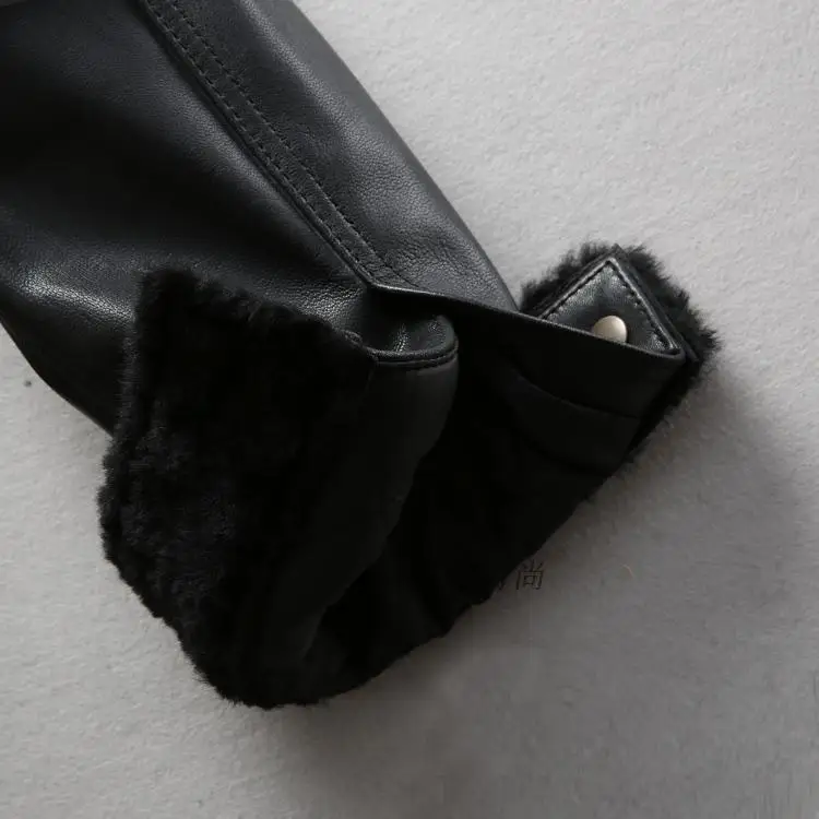 

Avirex fly men's real fur militaly flight jacket Sheep Shearing winter leather coat men pilot suit male black M-XXL