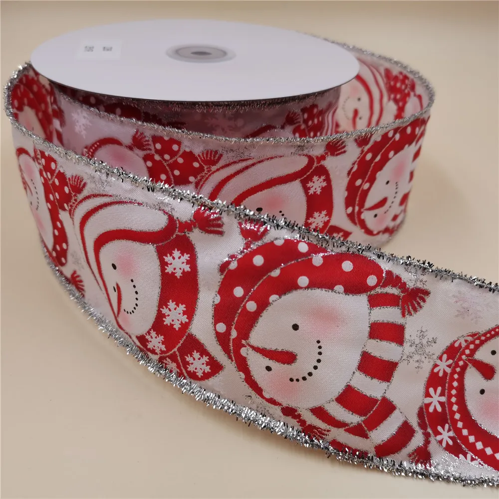 Декоративная Проводная Рождественская лента со снеговиком 63 мм X 25 ярдов с