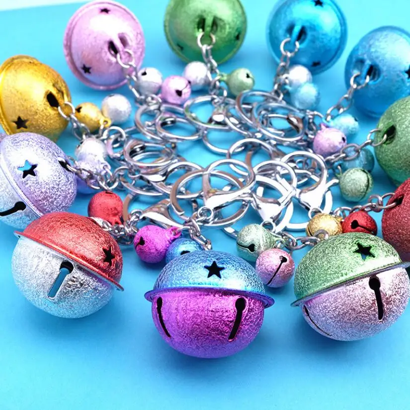 Красочные рождественские колокольчики милый брелок для ключей карабины Брелоки