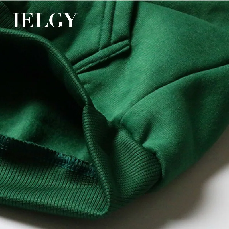 

IELGY Bat Sleeve Women Fashion pocket decoration plus velvet thick hooded pullover Jacket