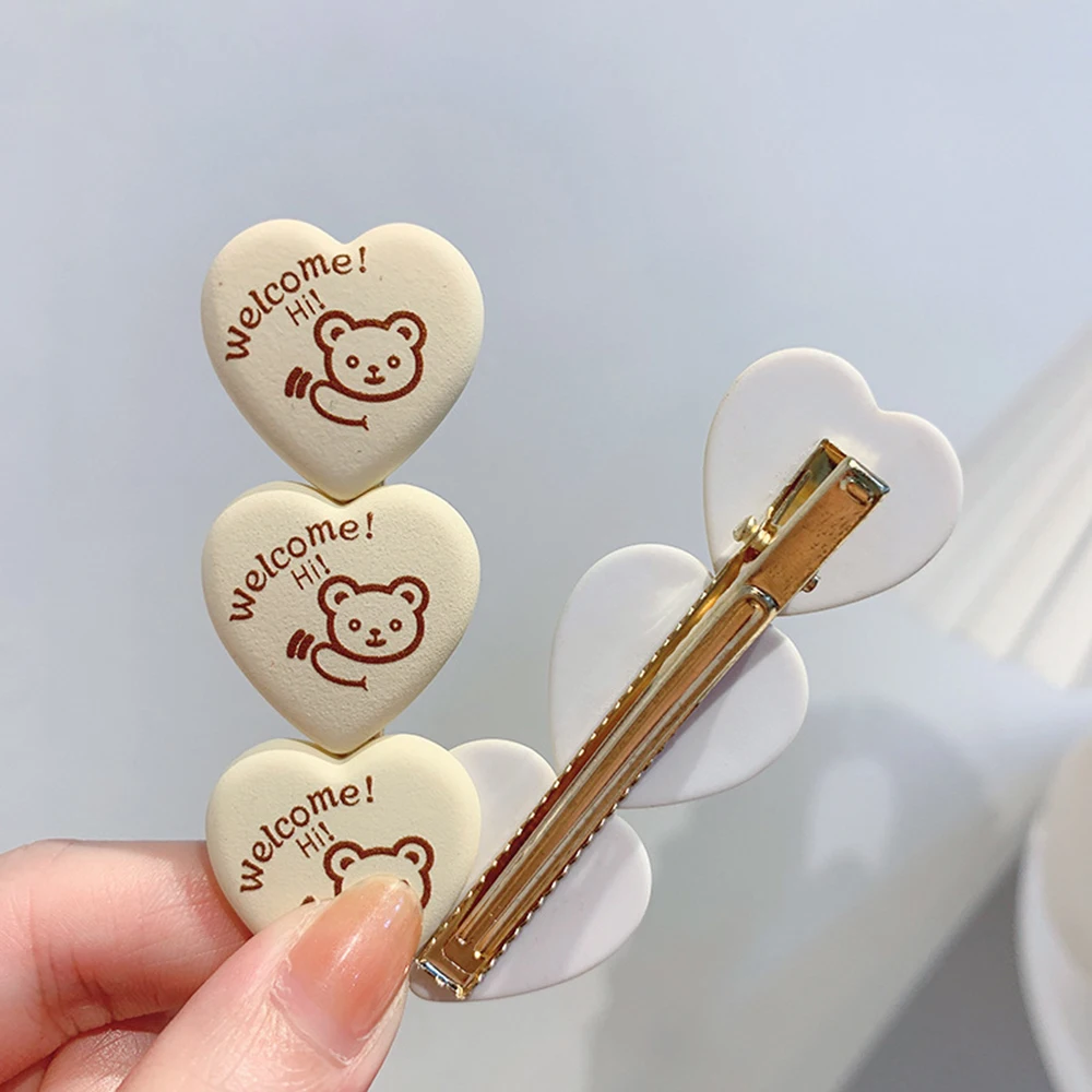 Заколка для волос в форме сердца с медведем из мокко тюльпана|Шпильки и заколки