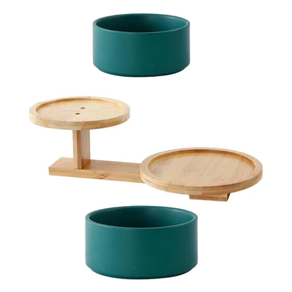 

1 Set Double-layer Cake Stands American Style Wooden Cake Display Holder Dessert Trays (Dark Green)