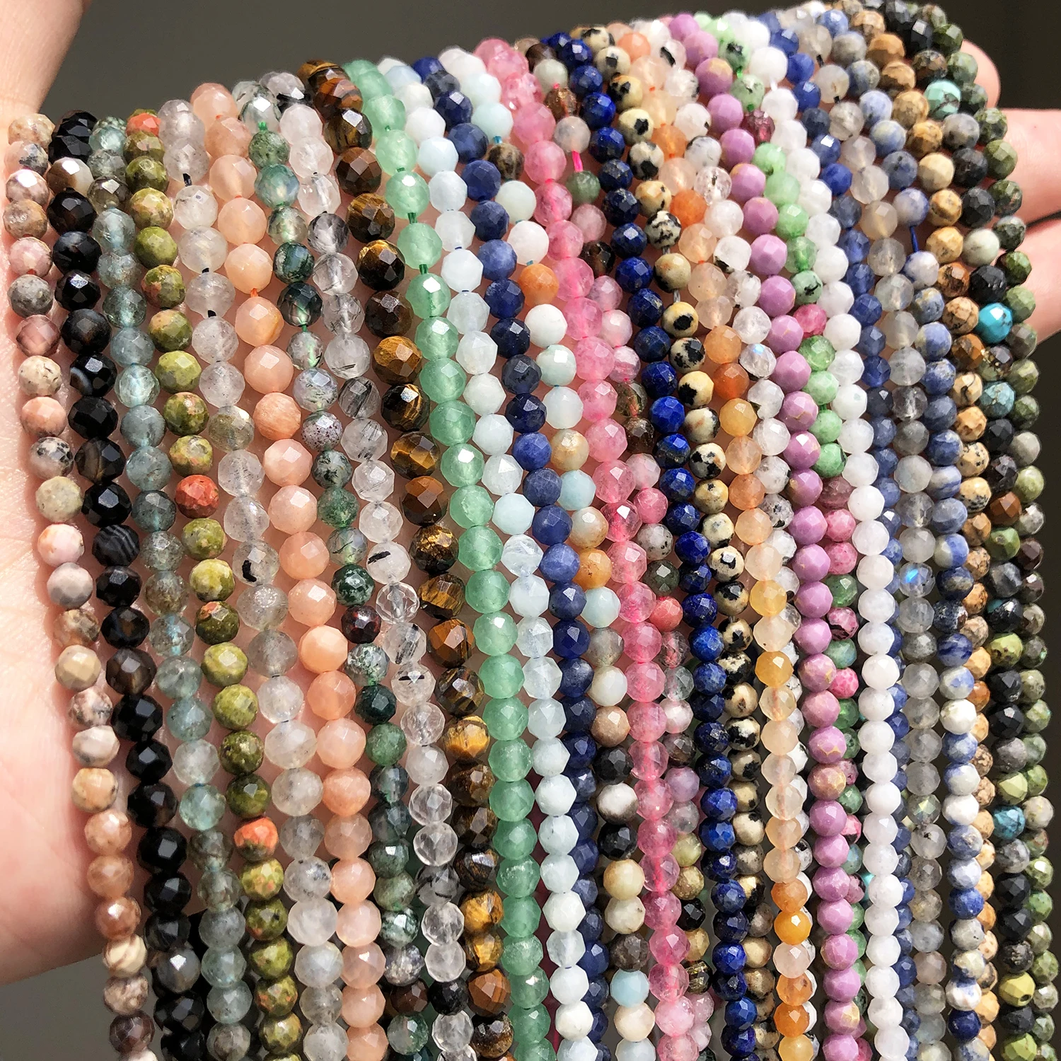 

2 3 4mm Faceted Natural Stone Beads Labradorite Kyanite Turquoises Rhodonite Waist Seed Beads For DIY Jewelry Making Bracelet