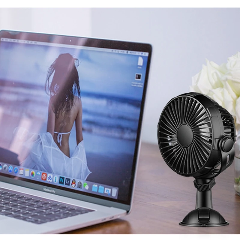 

Small Desk USB Rechargeable Sturdy Car Fans with 3 Speeds, Personal Portable Fan for Stroller Bedroom Office Kitchen