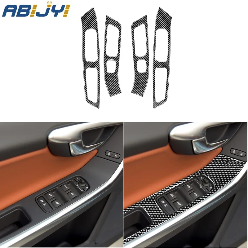

Car Accessories Interior Decoration Carbon Fiber Stickers For Volvo V60 S60 2010-2018 Window Lift 4PCS