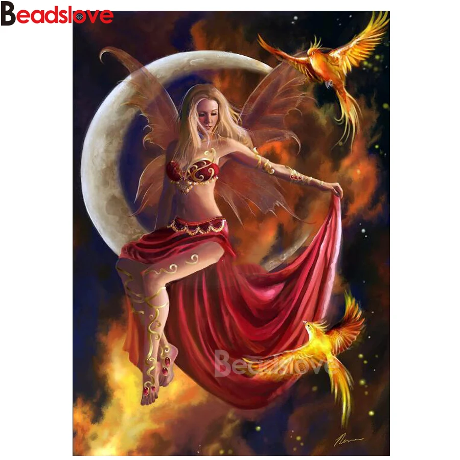 

DIY, полный, 5d, алмазная вышивка, птица, алмазная картина, луна феи, вышивка крестом, 3d Принцесса Алмазная мозаика, украшение, живопись