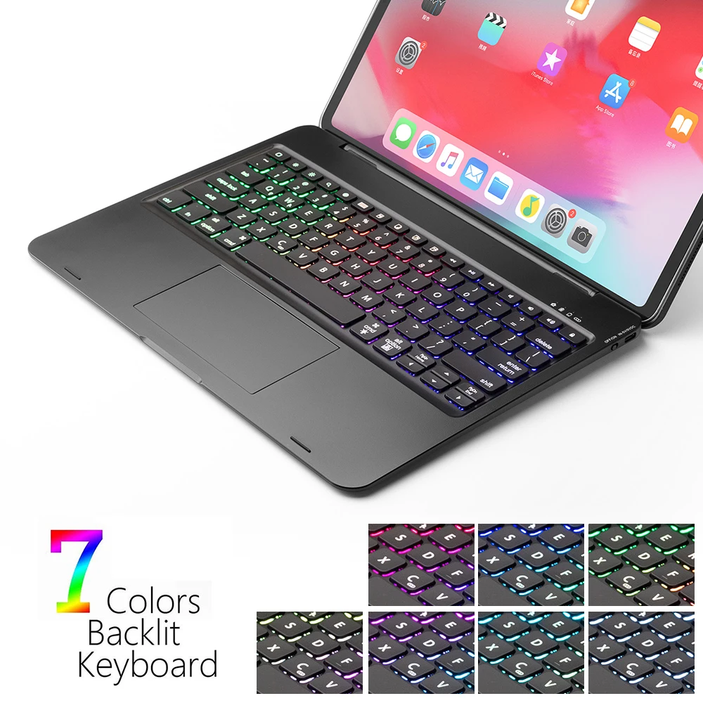 Чехол для iPad Pro 12 9 2018 с клавиатурой трекпадом тачпадом 7 цветной подсветкой