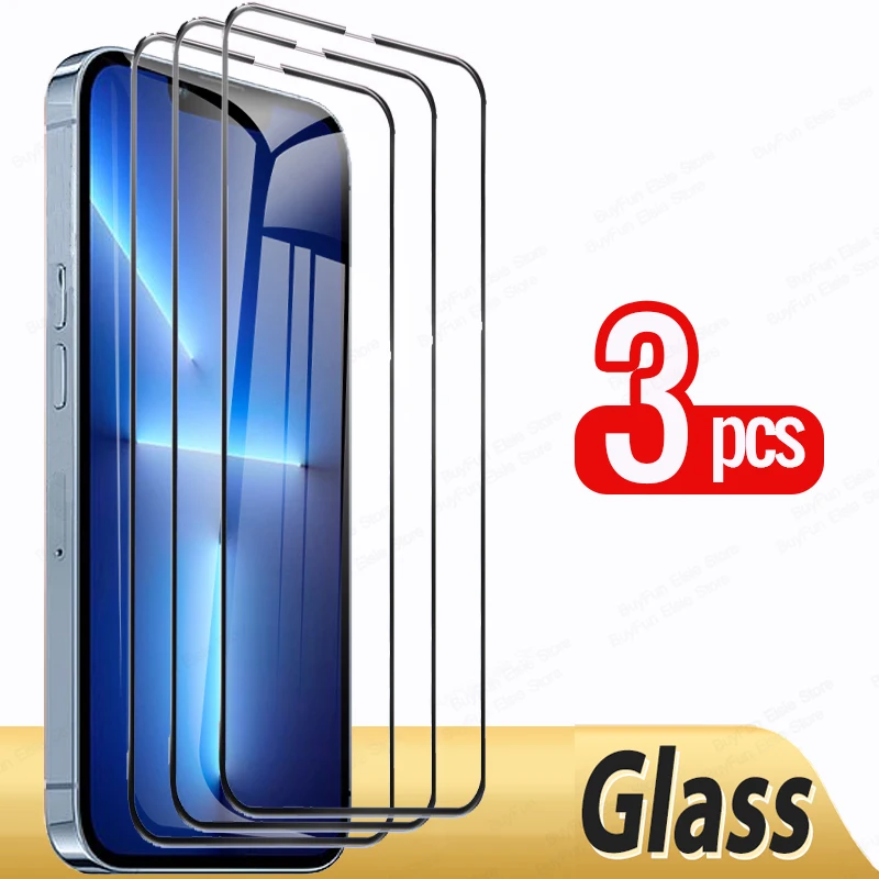 

Защитная пленка для Apple iphone 13 12 11 Pro Max i13 i12 mini SE, 3 шт., закаленное защитное стекло с полным покрытием 2020 градусов, черная пленка