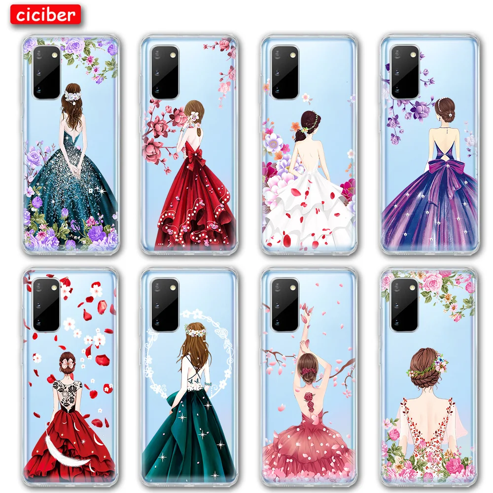 

Flower Girl Case For Samsung S21 S10 S9 S8 S20 Plus Ultra A50 A51 A71 A70 A72 A52 A02S A21S NOTE 20 10 9 8 Plus Soft TPU Fundas