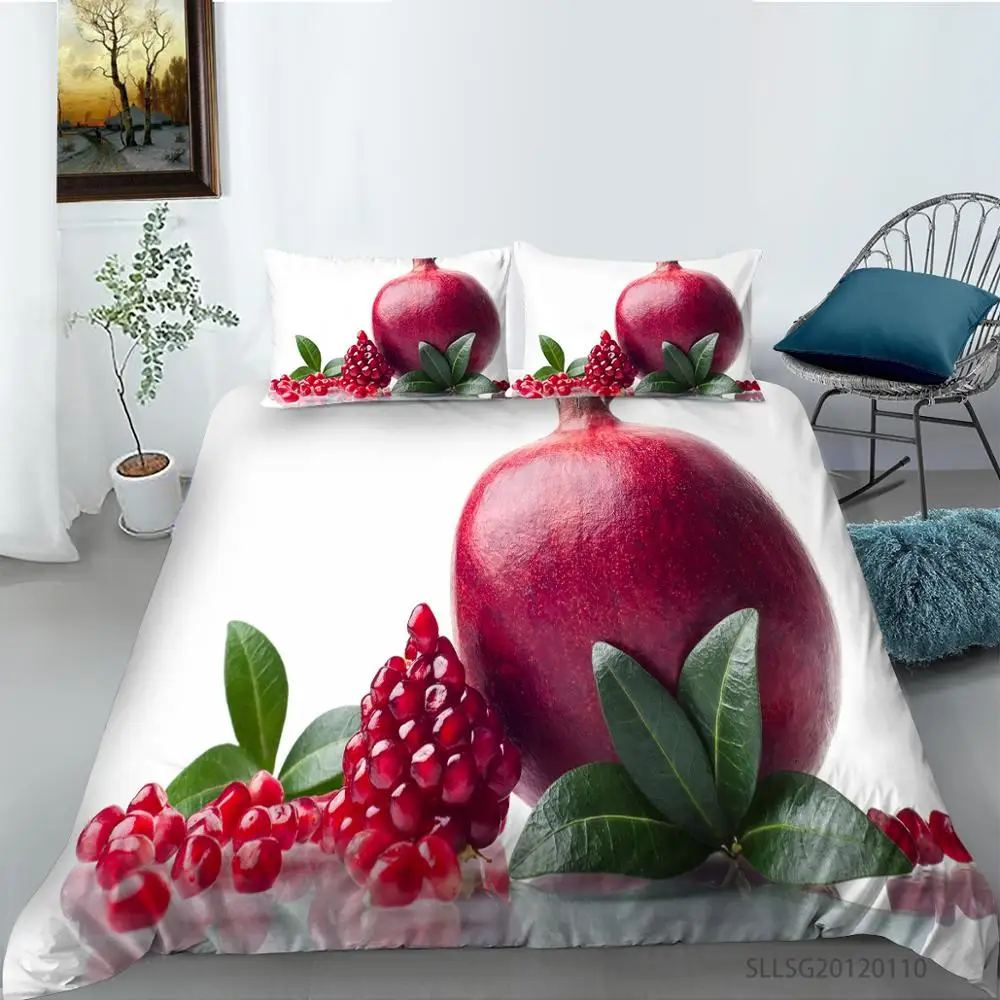 

Strawberry Printed Bedding Set High Quality 2/3pcs Duvet Cover Sets With Pillowcase Full Single Double Queen King sizes