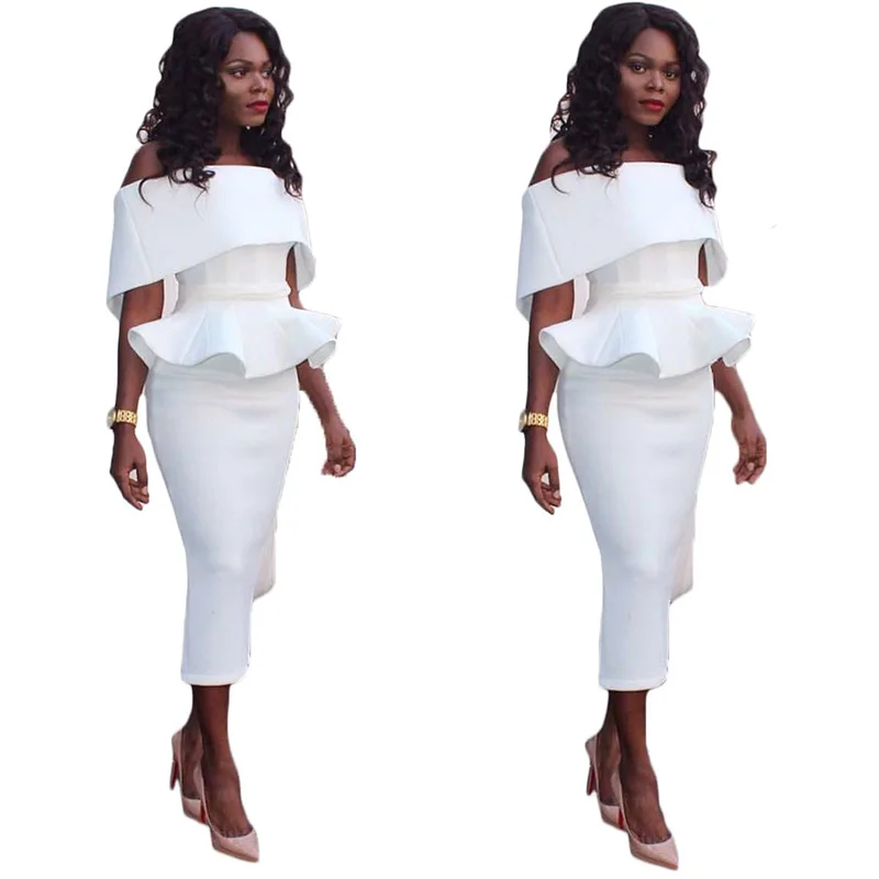 

Solid Color Slash Neck Zipper Ruffles Long Sleeves Pleated Sexy Bodycon Dress New Arrival Autumn Office Lady Women Outfits
