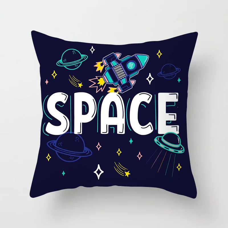 45*45cm Outer Space Cushion Cover Polyester Spaceship Astronaut Decorative Pillowcase Cosmos Planet Car Sofa Throw Pillow Cases | Дом и сад