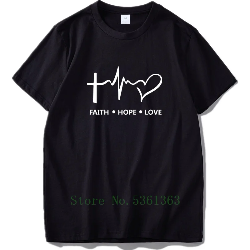 Faith Hope Love футболка христианский Бог Подростковая хипстерская подарок хлопок Homme