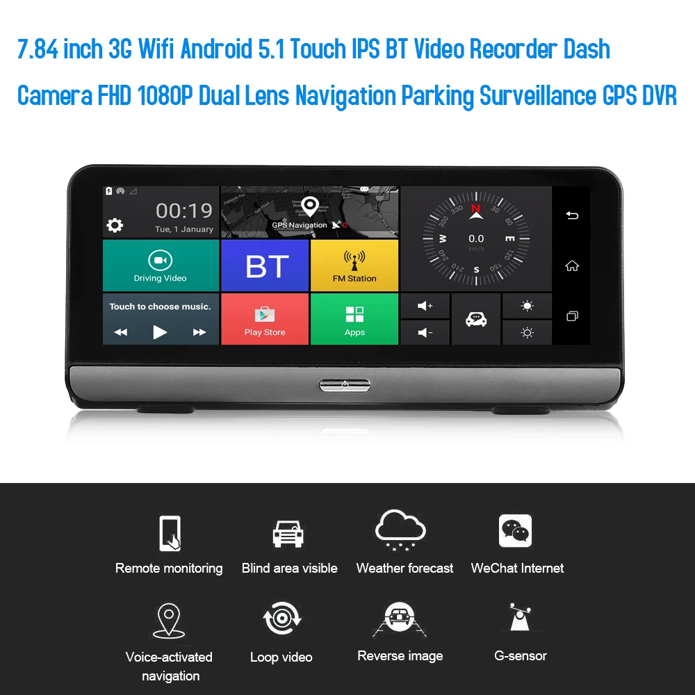 7 84 дюймов 3G Wi Fi Android 5 1 сенсорный IPS BT видео Регистраторы тире Камера FHD 1080P Двойной