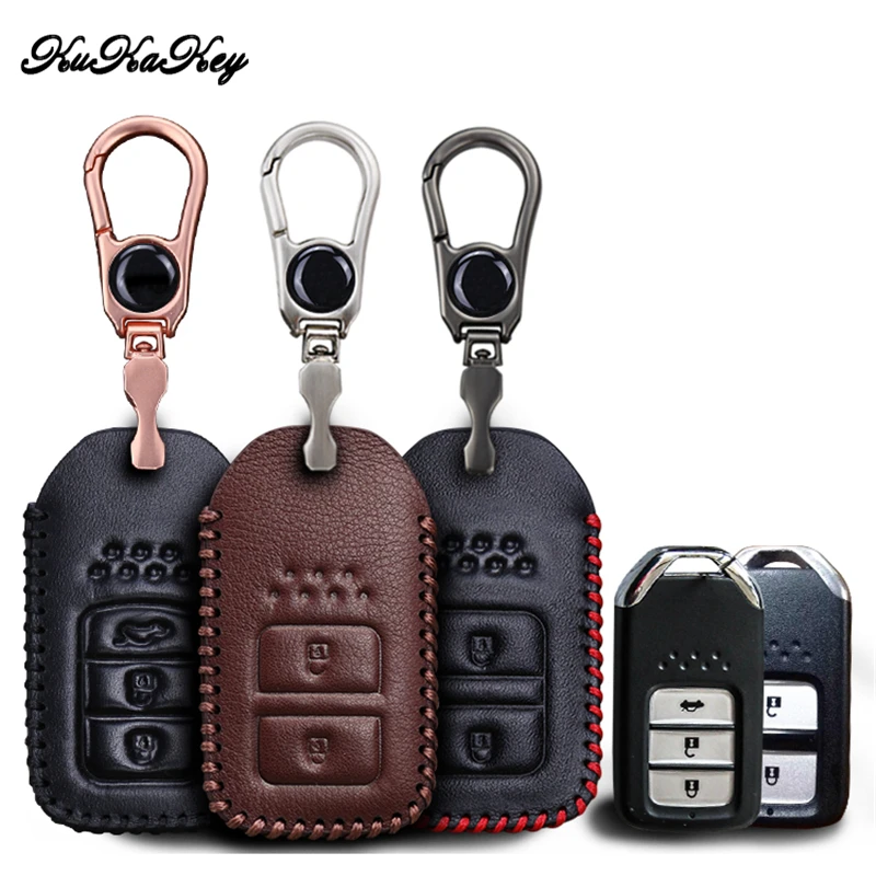 Чехол из натуральной кожи для автомобильного ключа умный чехол Honda Hrv Crv Fit Civic Freed