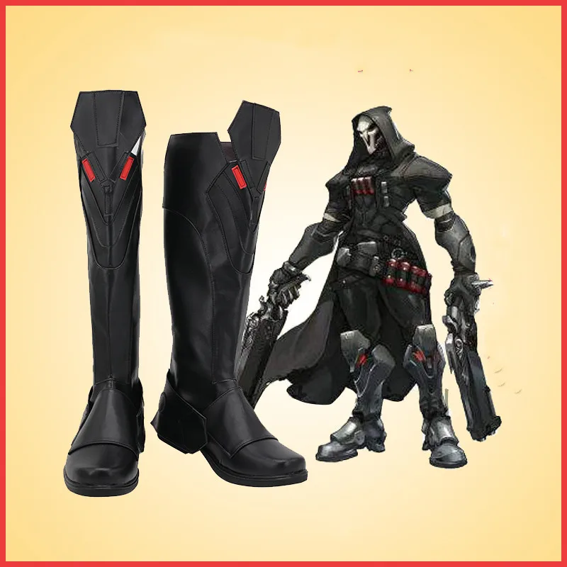 

OW Reaper ботинки для костюмированной вечеринки туфли на высоком каблуке из искусственной кожи; Обувь для костюмированной вечеринки на Хэллоуин наряд индивидуальный заказ