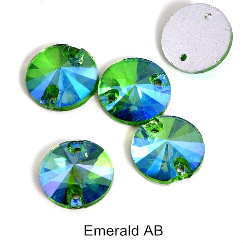 Emerald-AB 5 размеров Красный AB Круглый Rivoli Кристалл Стекло пришивные стразы с плоской задней частью глубокий синий АВ пришивные стразы для свадебного платья B0999 - Цвет: Emerald-AB