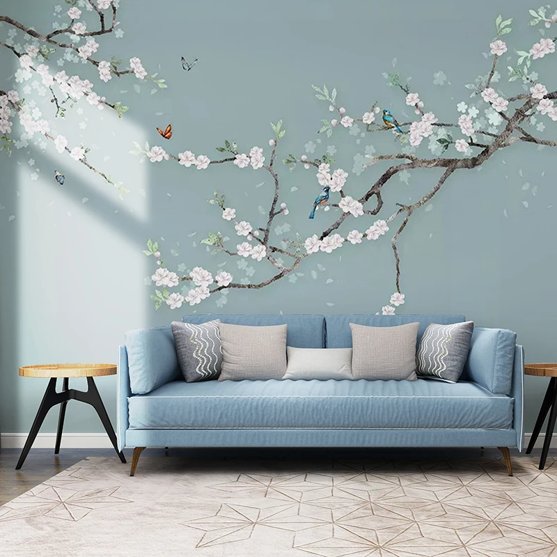Chinese Style Hand Painted Flower And Bird Sofa TV Background 3D Photo Wallpaper Modern Bedroom Living Room Mural Wall Covering - купить по