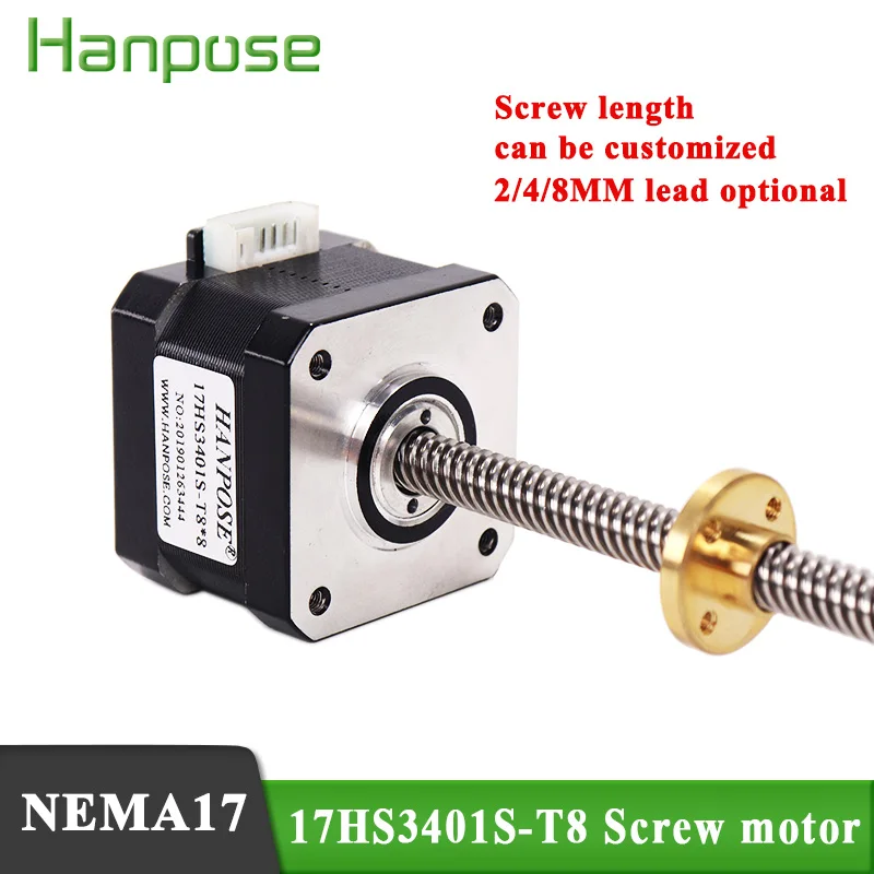 

Винтовой шаговый двигатель 17HS3401S-T8, 50 шт., с медной гайкой, винтовой двигатель Nema17, 1,3 А, 28 Н, см, для медицинских 3d-инструментов