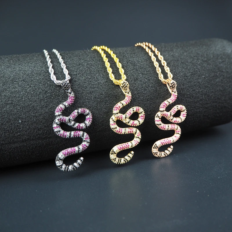 Золото и серебро двухцветное животное имитация змеиной формы Hao камень кулон
