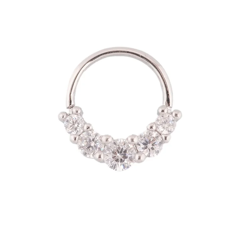 

Imixlot Women Crystal Rhinestone Zircon Nose Ring Hoop Bone Stud Stainless Steel Body Piercing Jewelry