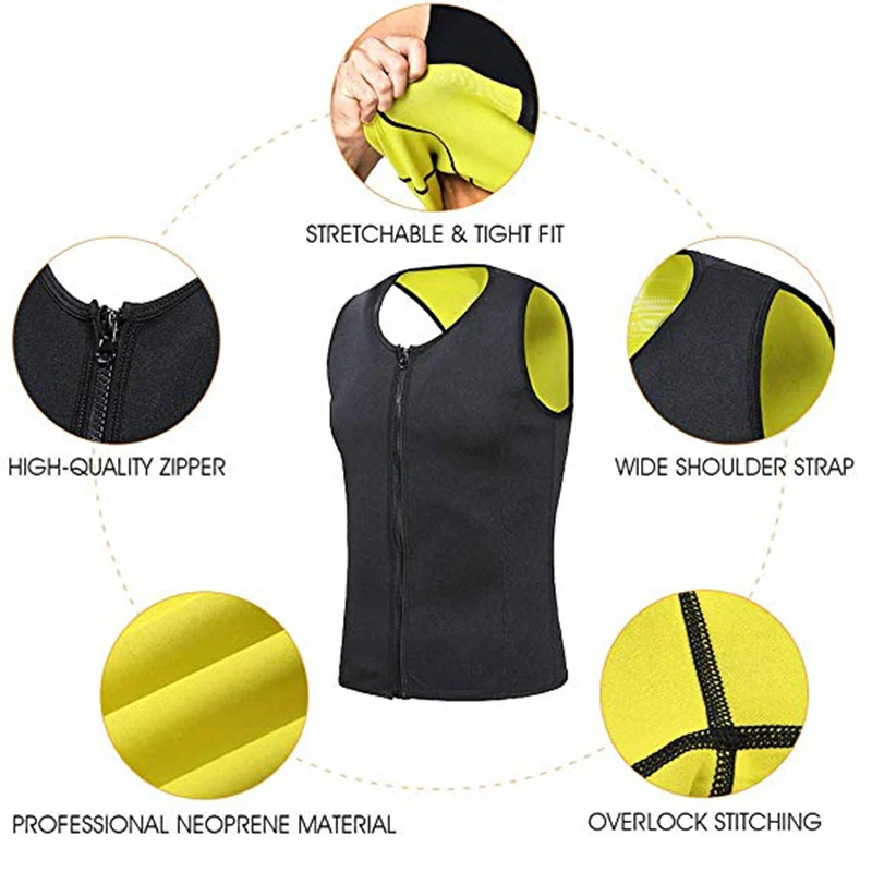 YBFDO пояс для похудения живота Для мужчин жилет Body Shaper неопрена молния сверху