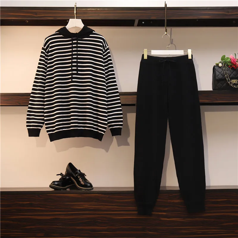 

WTIANYUW 2021 New Casual 4XL Plus Size Tracksuit For Women Fashion 2 Piece Set Autumn Top And Pants Loose Year Female Costume