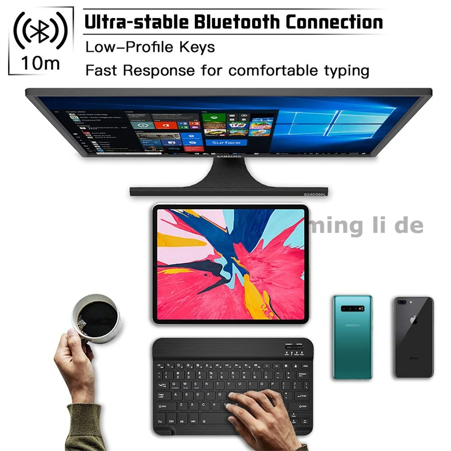 Беспроводная Bluetooth клавиатура портативная ультра тонкая клавиатура с перезаряжаемой батареей для iOS Android Windows для iPad смартфона