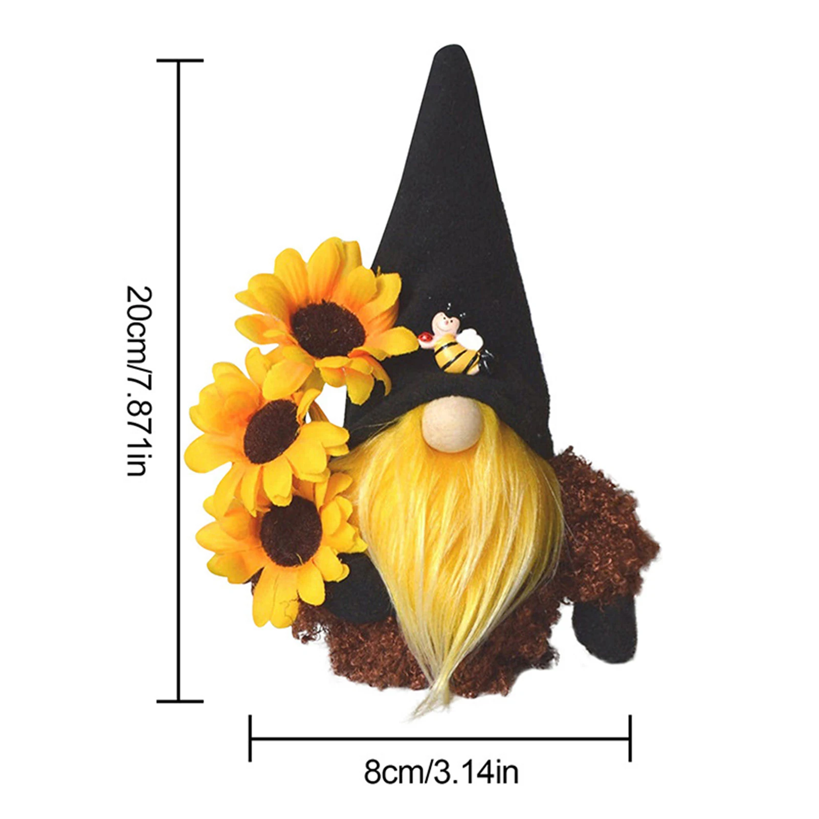 

Cute Honey Bee Elves Ornaments Sunflower Faceless Doll Plush Doll Figurines Cartoon Character Dwarf Miniatures Home Decoration