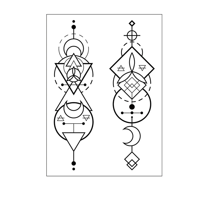 

Temporary Tattoo Sticker Totem Star Cross Triangle Geometric Pattern Waterproof Fake Body Art Tatoo for Kids Girl Boy Man Woman