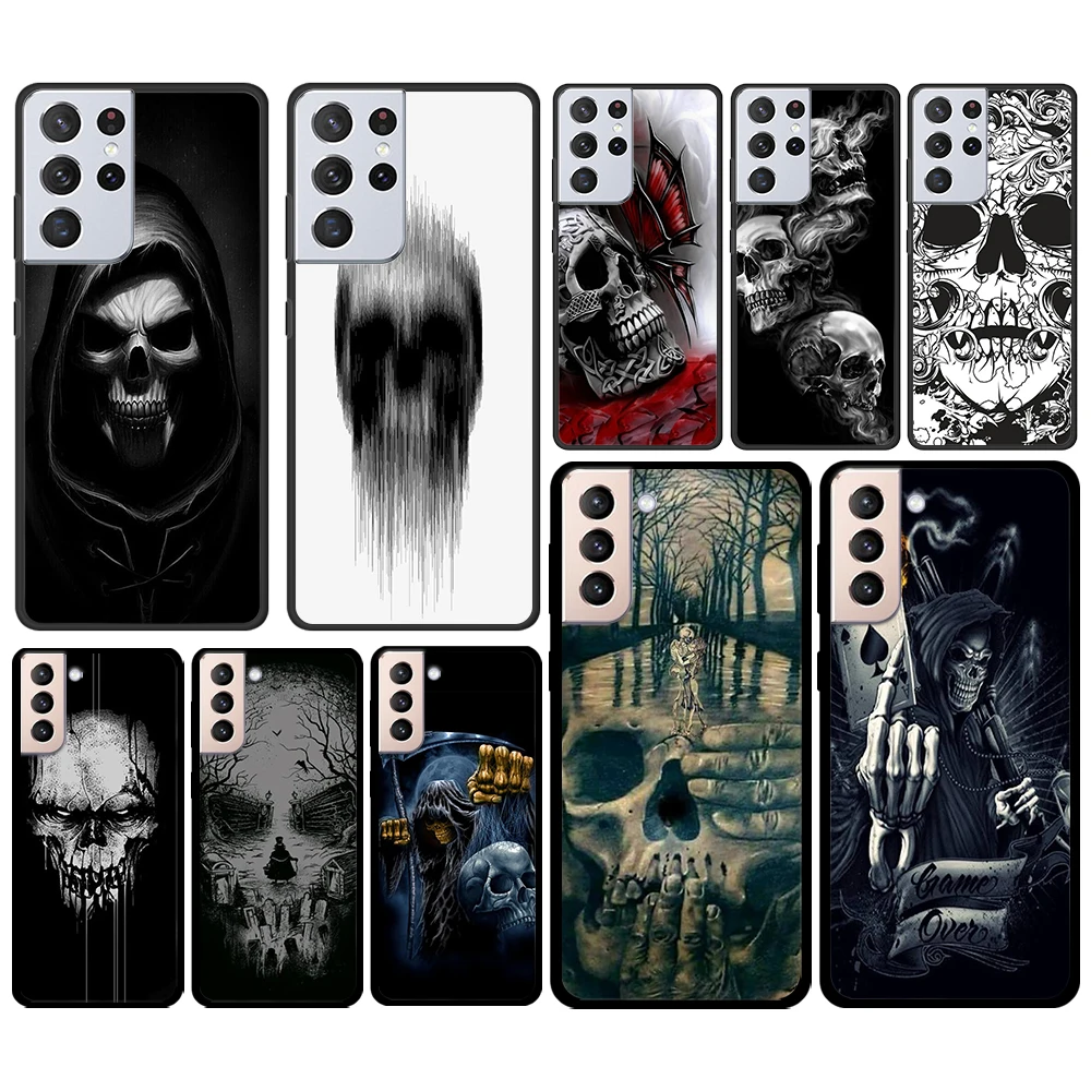 

Grim Reaper Skull Skeleton for Samsung Galaxy S21 S20 FE Ultra Lite S10 S9 S8 S7 S6 Edge Plus Silicone Soft Black Phone Case