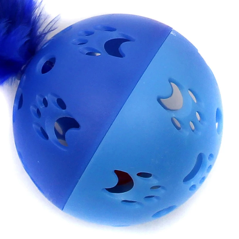 

Random Color Faux Feather Cat Ball Hollow Ball Toy Interactive Kitten Ball Toy Cat Play Ball with Bell Training Toys Dorakitten