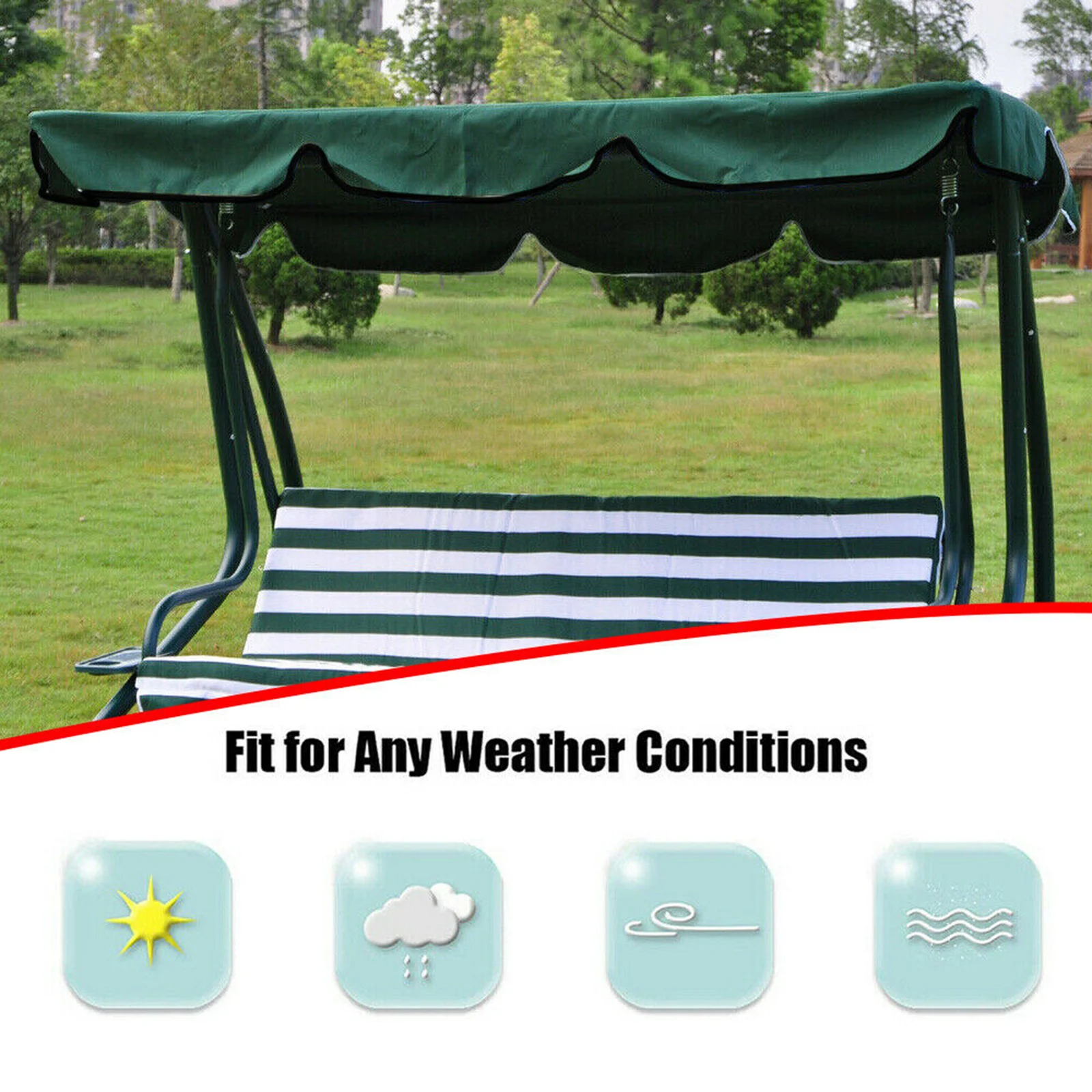 

Patio Swing Chair Top , Durable Lightweight Waterproof Garden 3 Seat Swing Top Awning Fits Most Outdoor Swing Chair