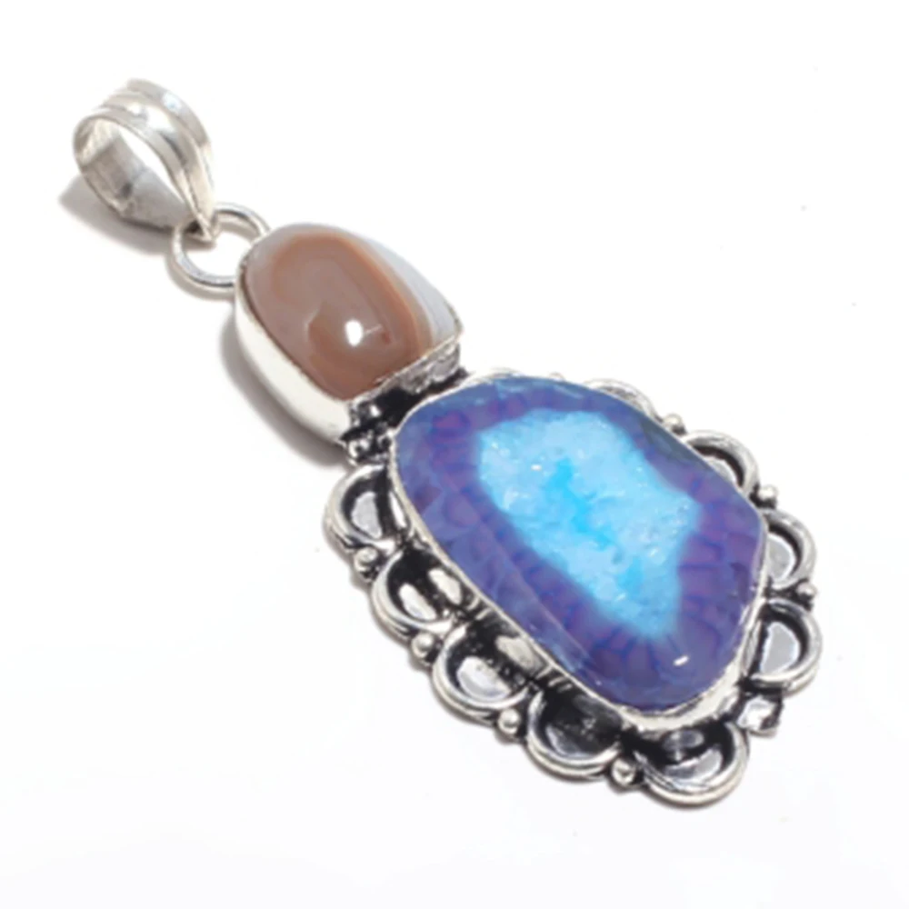 

Solar Agates + ботсванские Агаты подвеска серебряная верхняя часть из меди, 71 мм, FRP0323