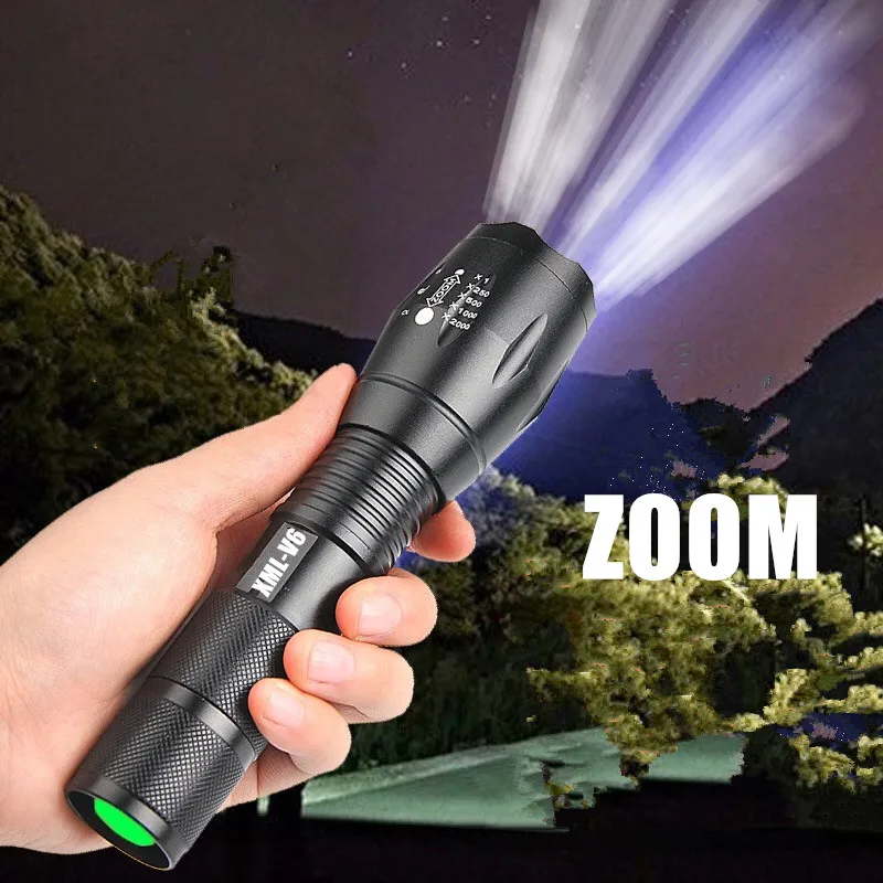 

Portable mini flashlight XML-T6 L2 V6 LED ZOOM Torch hunting zoomable Flashlight torch Light