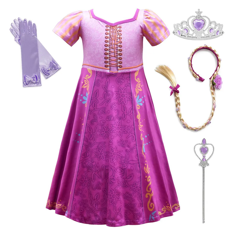 Волшебное длинное сказочное платье принцессы для девочек с объемным принтом